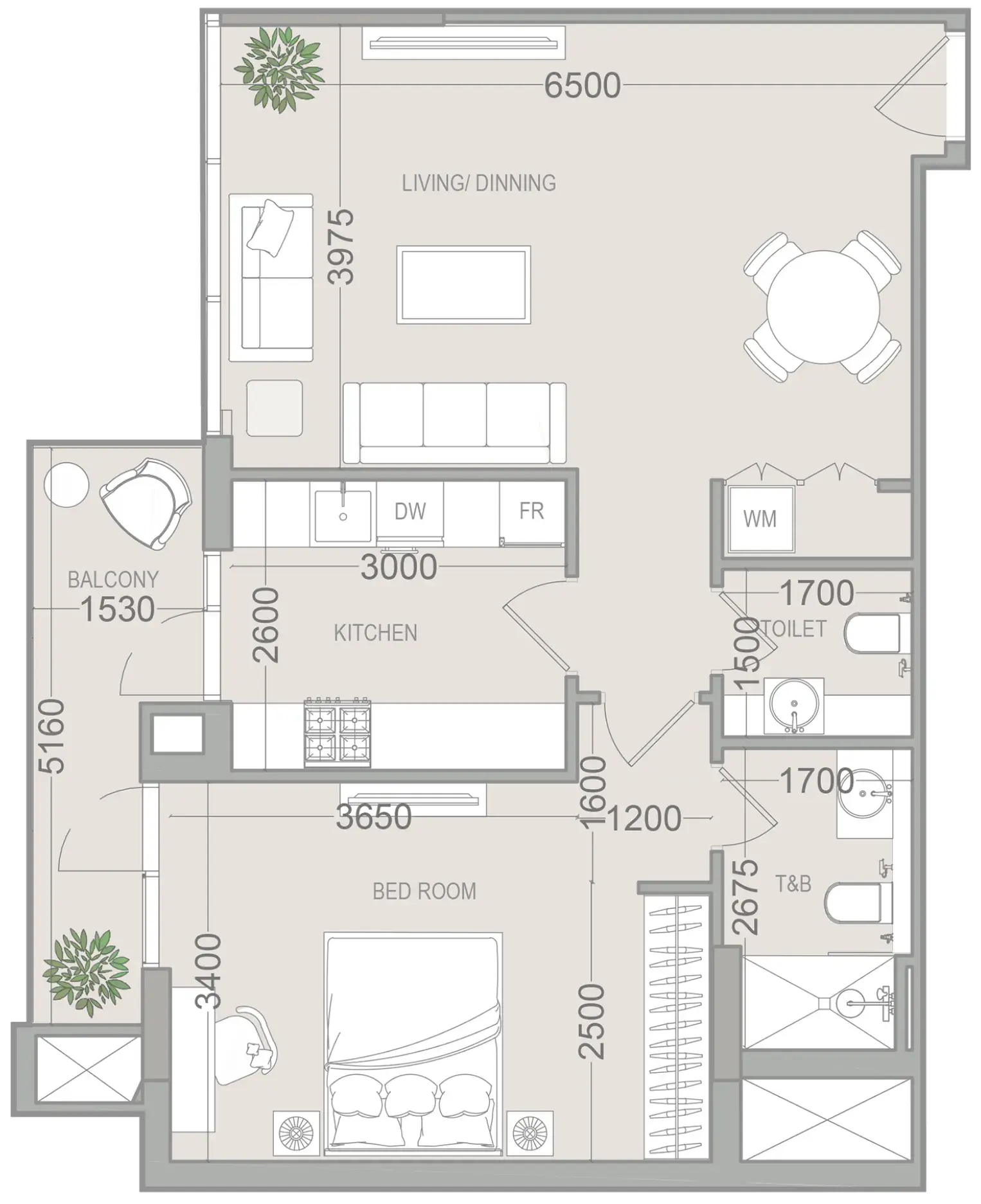 1 Bedroom apartments - EVERGR1N House 4