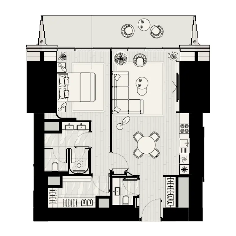 1 bedroom floor plan