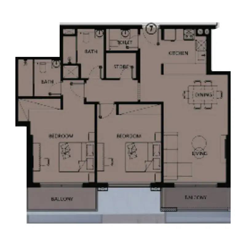 2 Bedrooms apartments - Lilium Tower