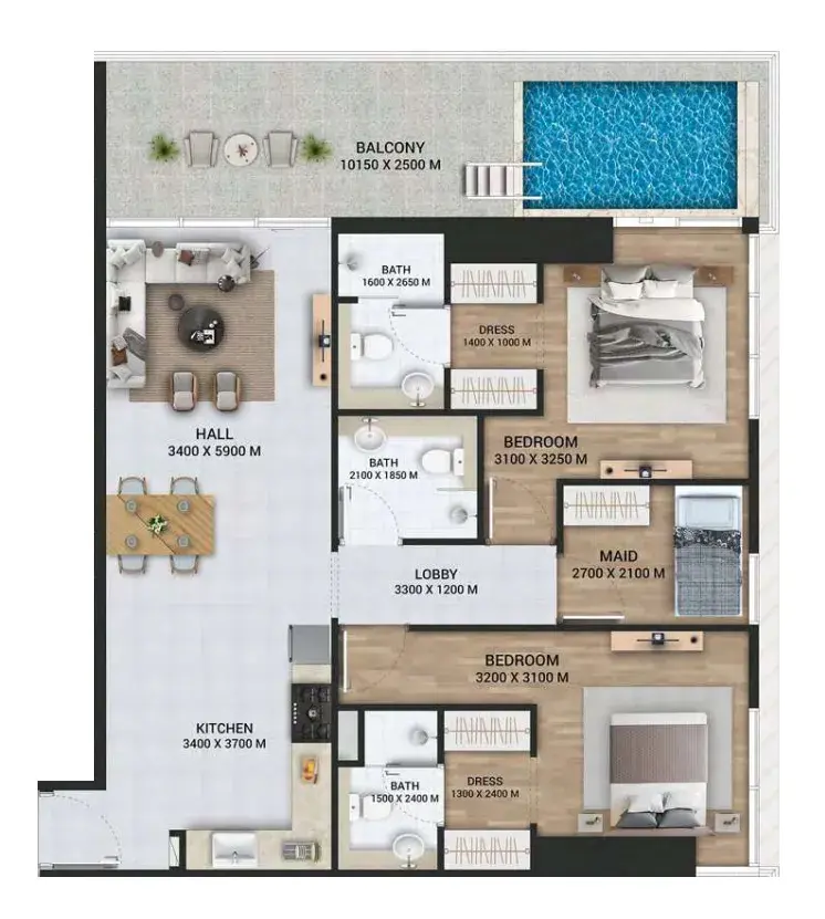 2 Bedrooms apartments - Empire Lake Views