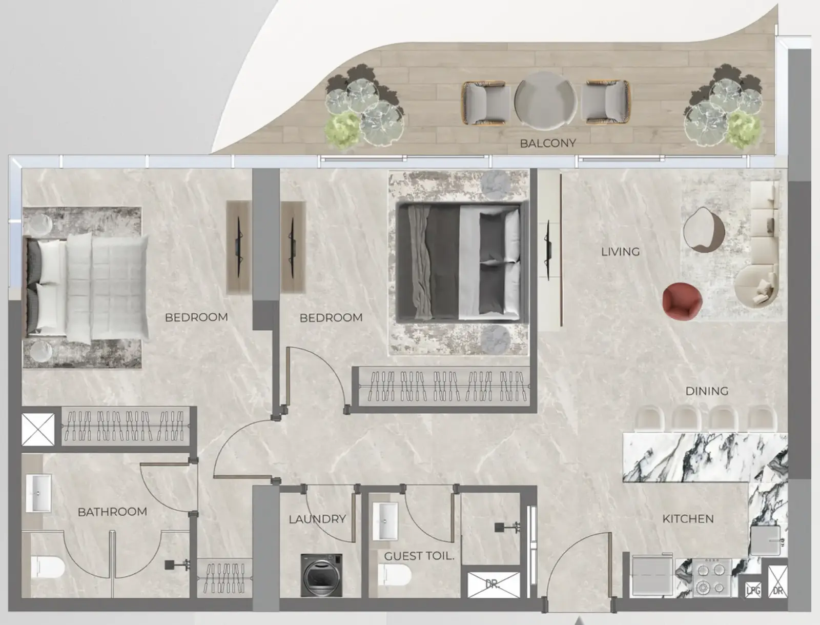 2 Bedrooms apartments - Beverly Grande