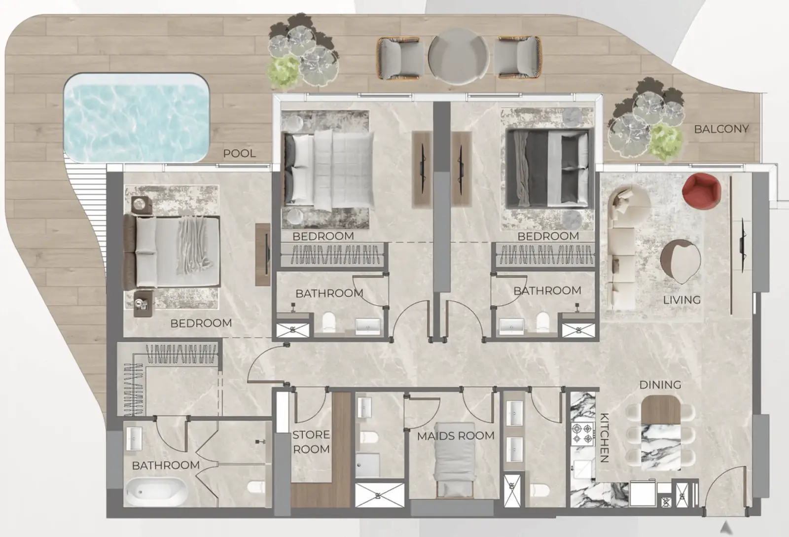 3 Bedrooms apartments - Beverly Grande