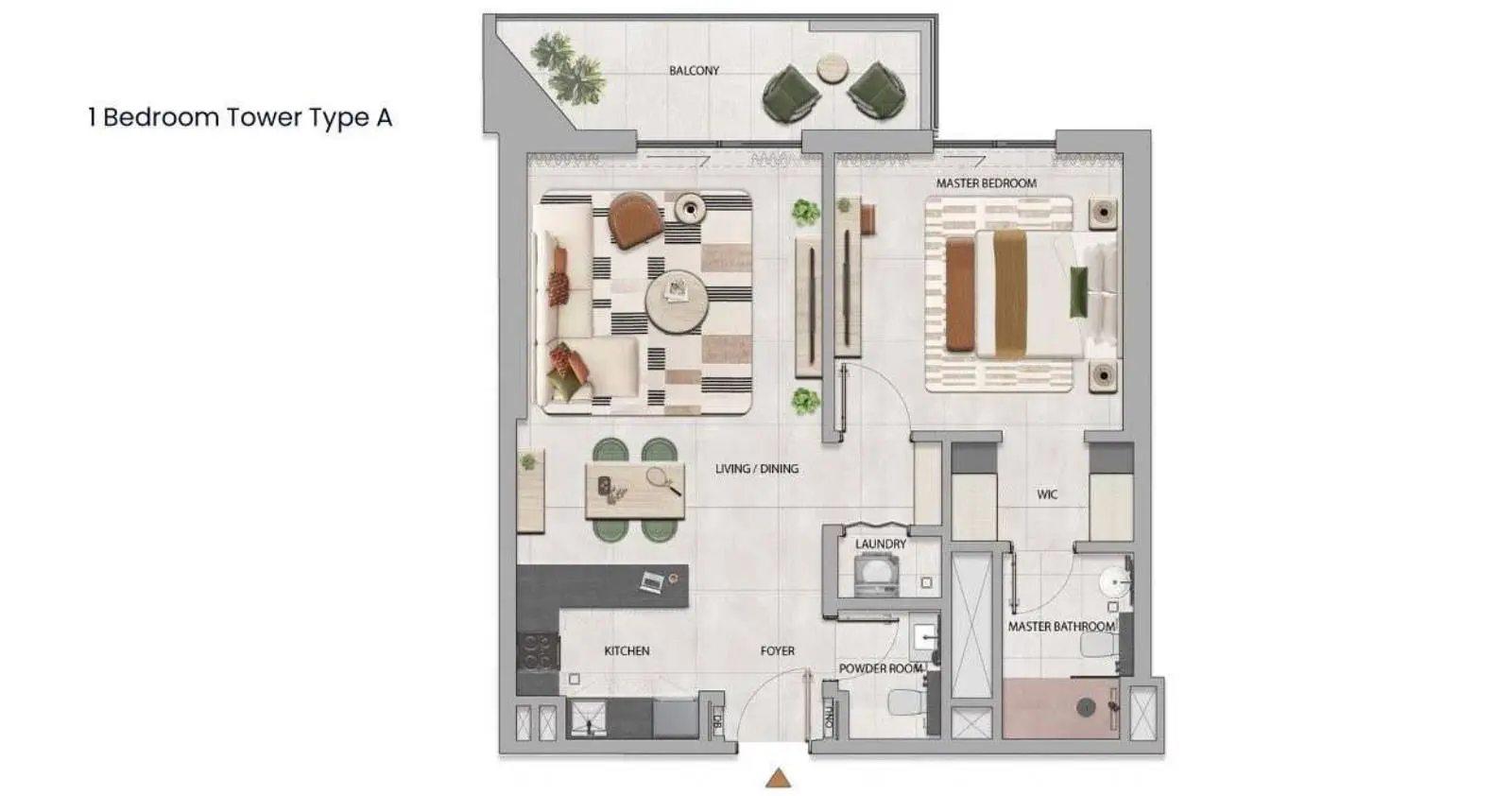 1 Bedroom Tower floor plan