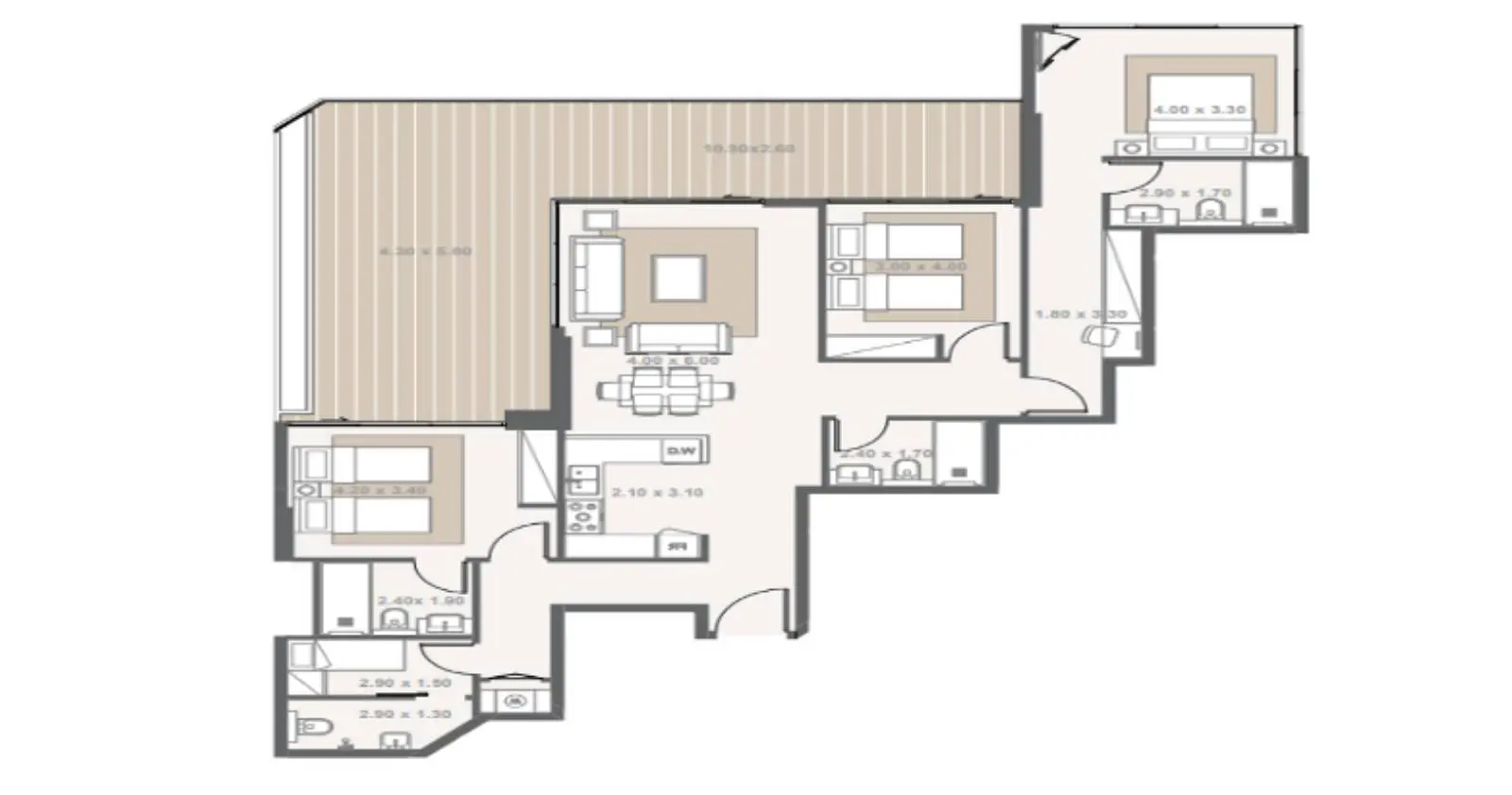 3 Bedroom Canal View floor plan
