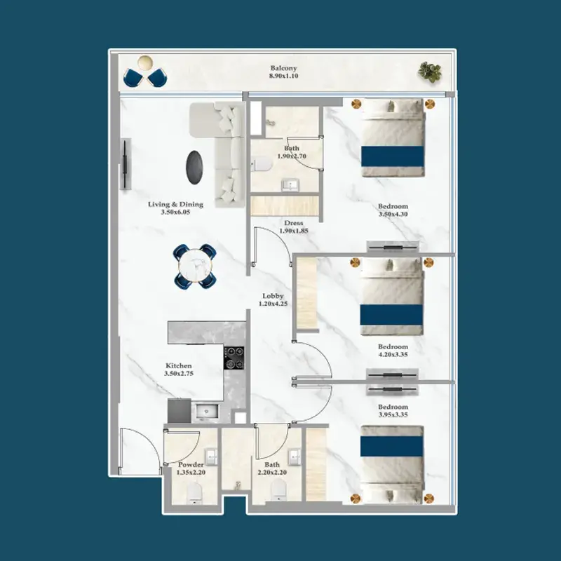 3 Bedrooms apartments - Sparklz