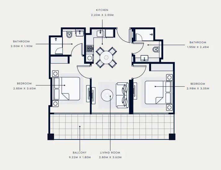 2 Bedrooms apartments - Riviera 65