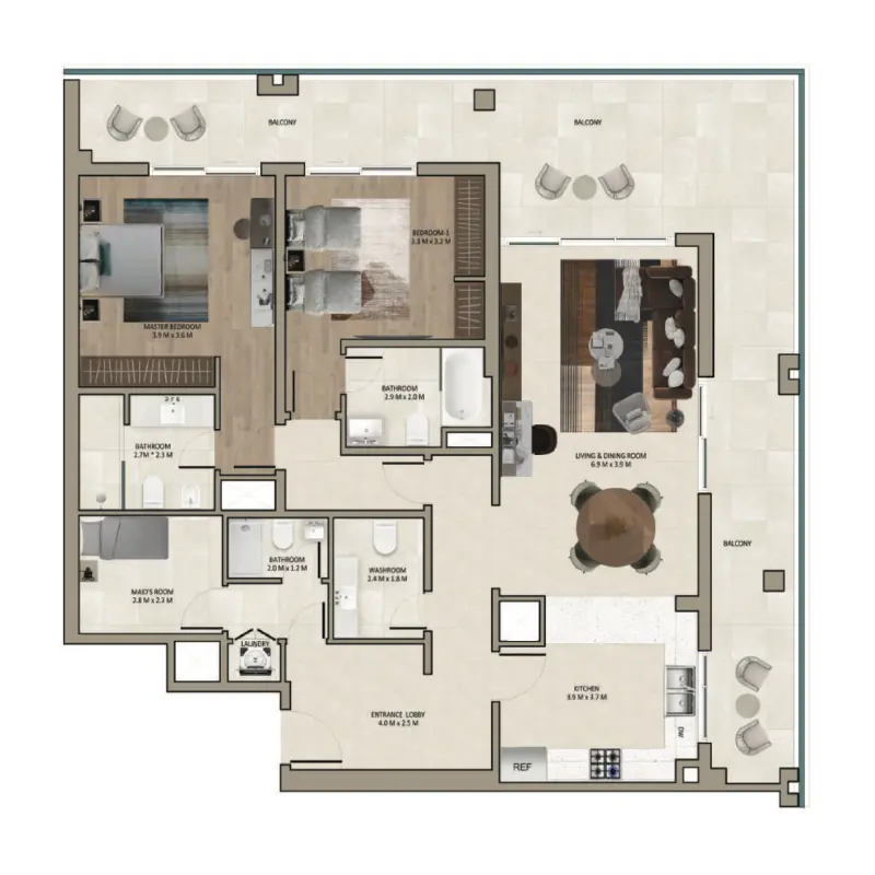 2 bedroom floor plan