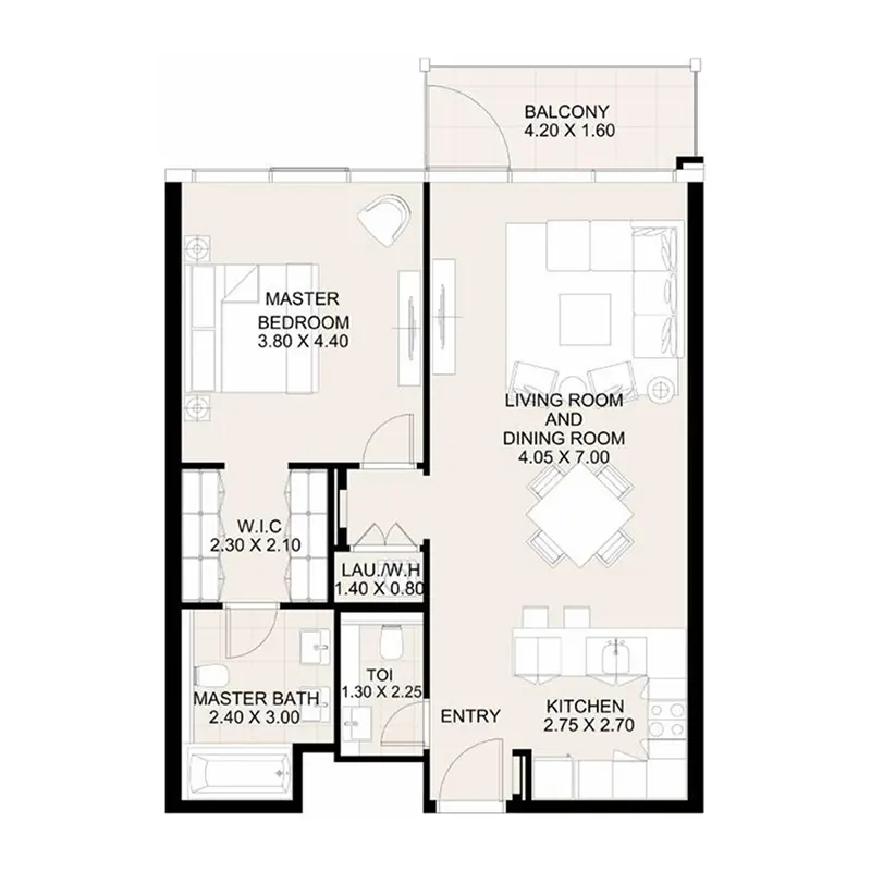 1 bedroom Apartments floor plan