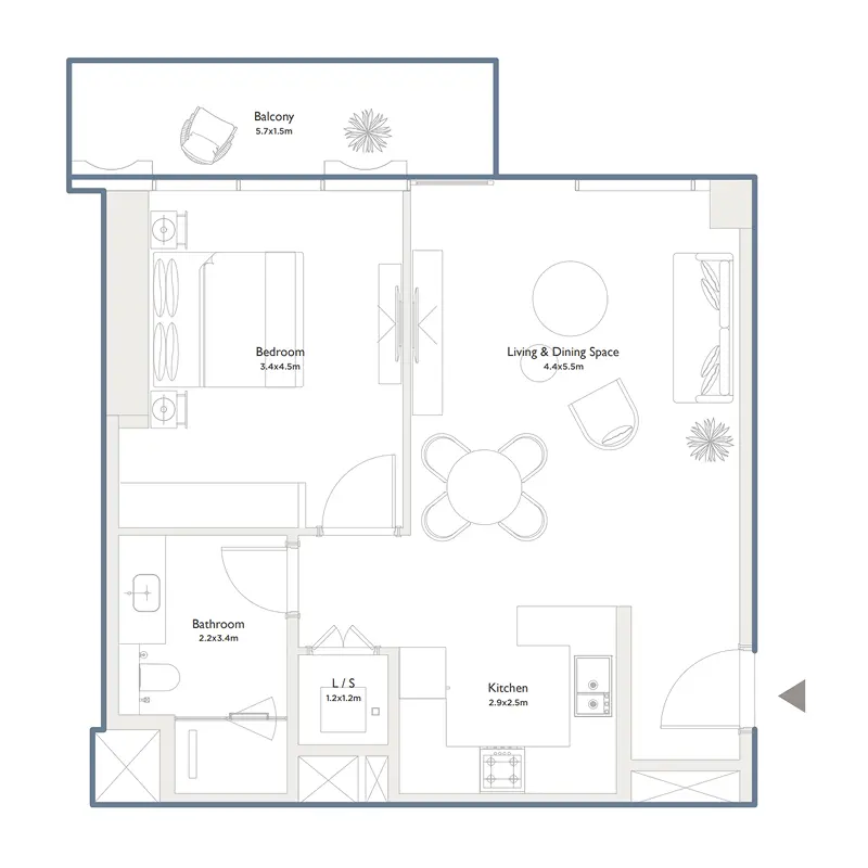 1 bedroom Apartments floor plan