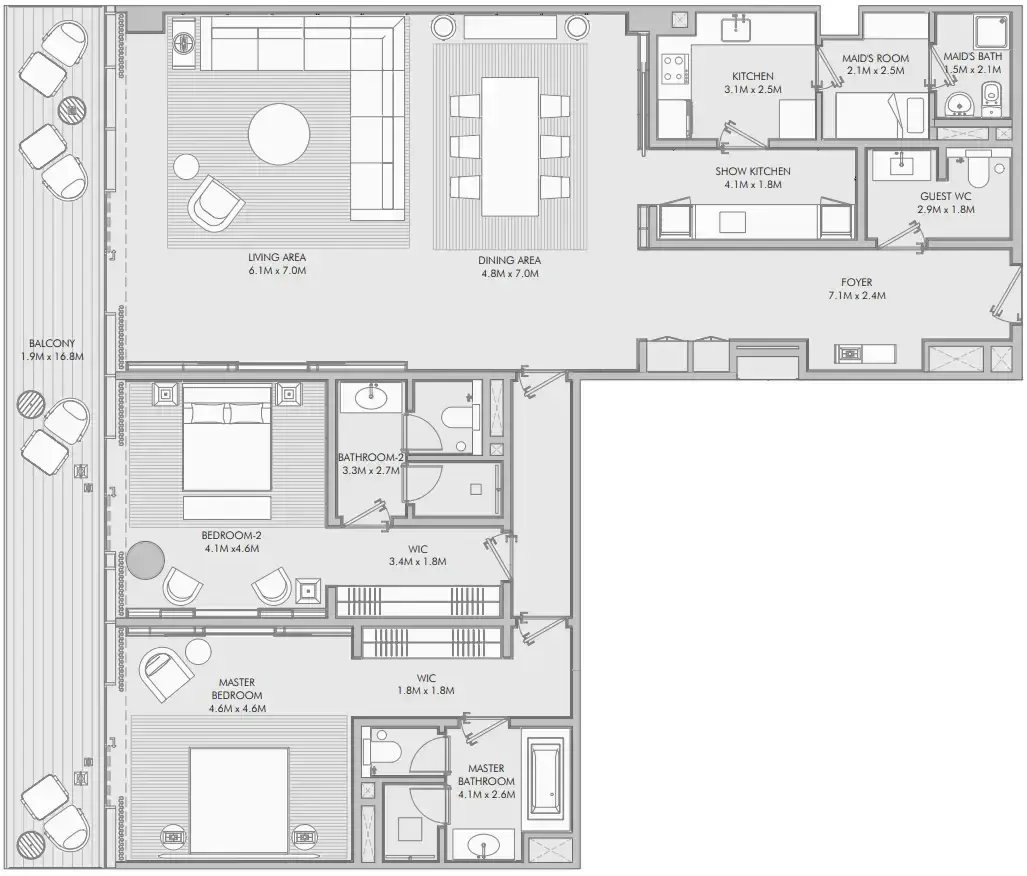 2 Bedrooms apartments - Armani Beach Residence