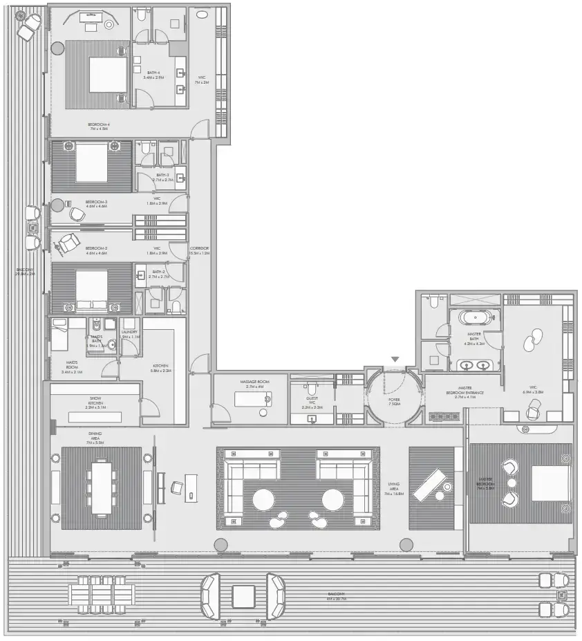 4 Bedrooms apartments - Armani Beach Residence