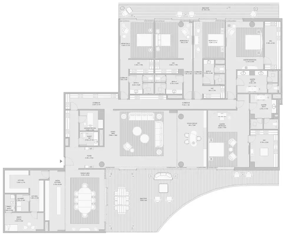 5 Bedrooms apartments - Armani Beach Residence