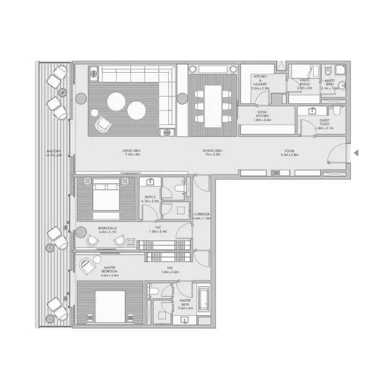 2 bedroom floor plan