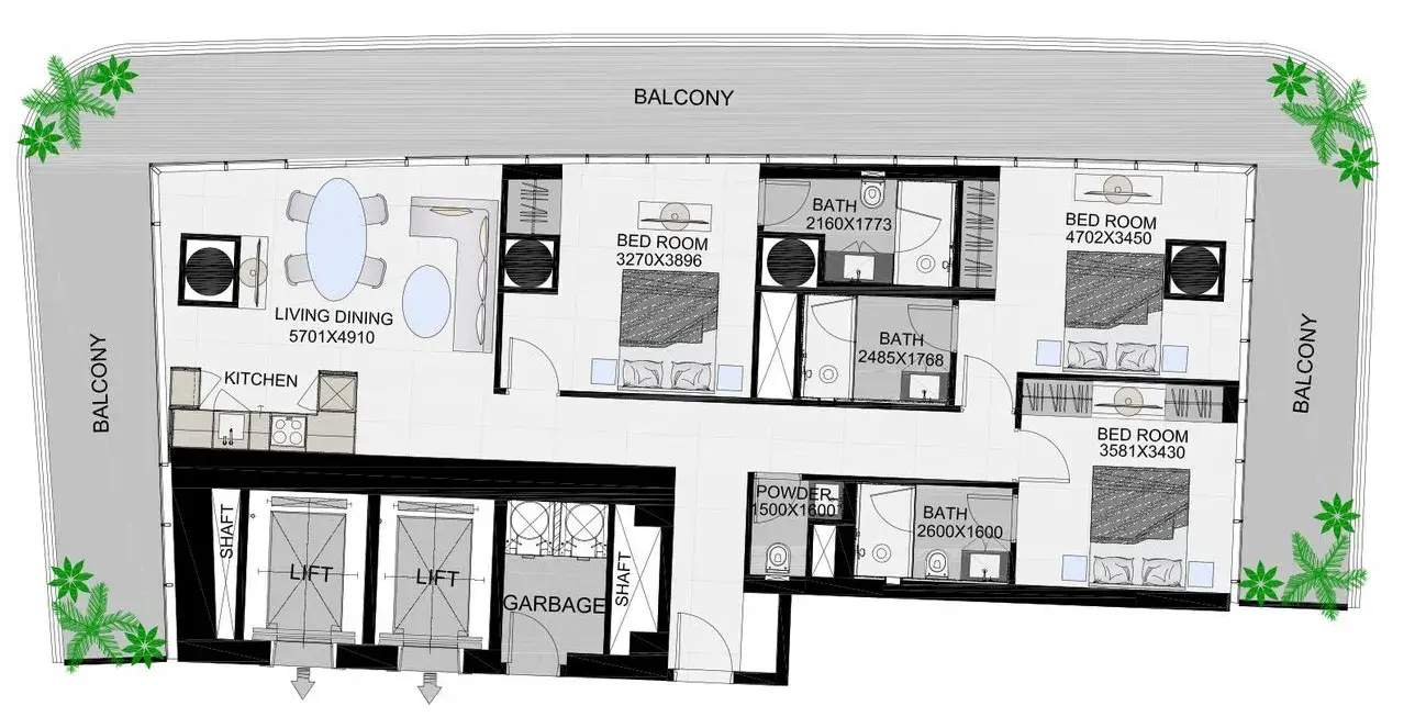 3 Bedrooms apartments - The Community Sports Arena