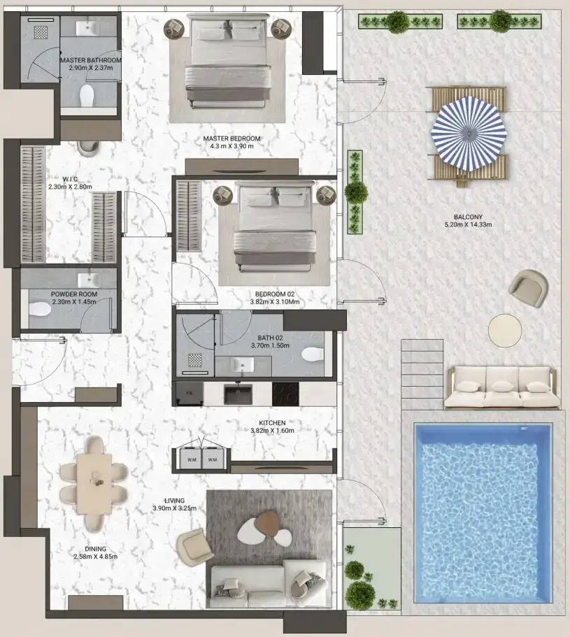 2 Bedrooms apartments - V-Suites