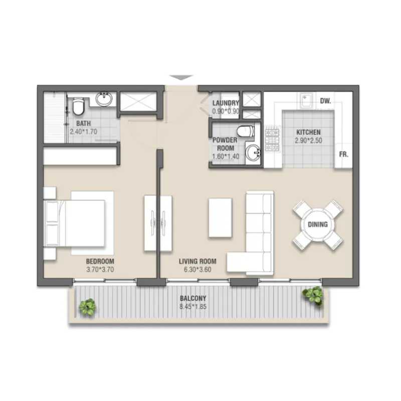 1 bedroom floor plan