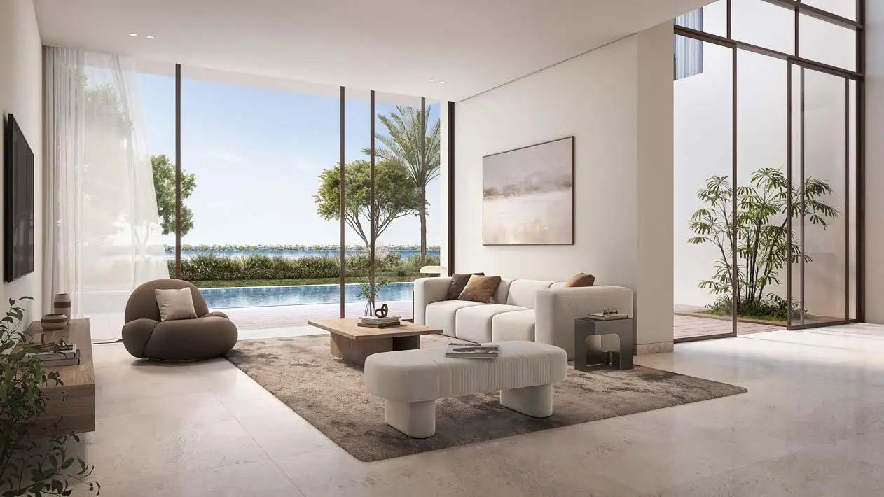 Stylish staircase and open foyer in Bayn Villas Dubai townhouse