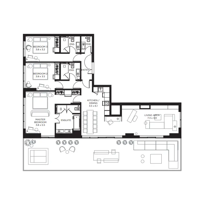 3 bedroom floor plan