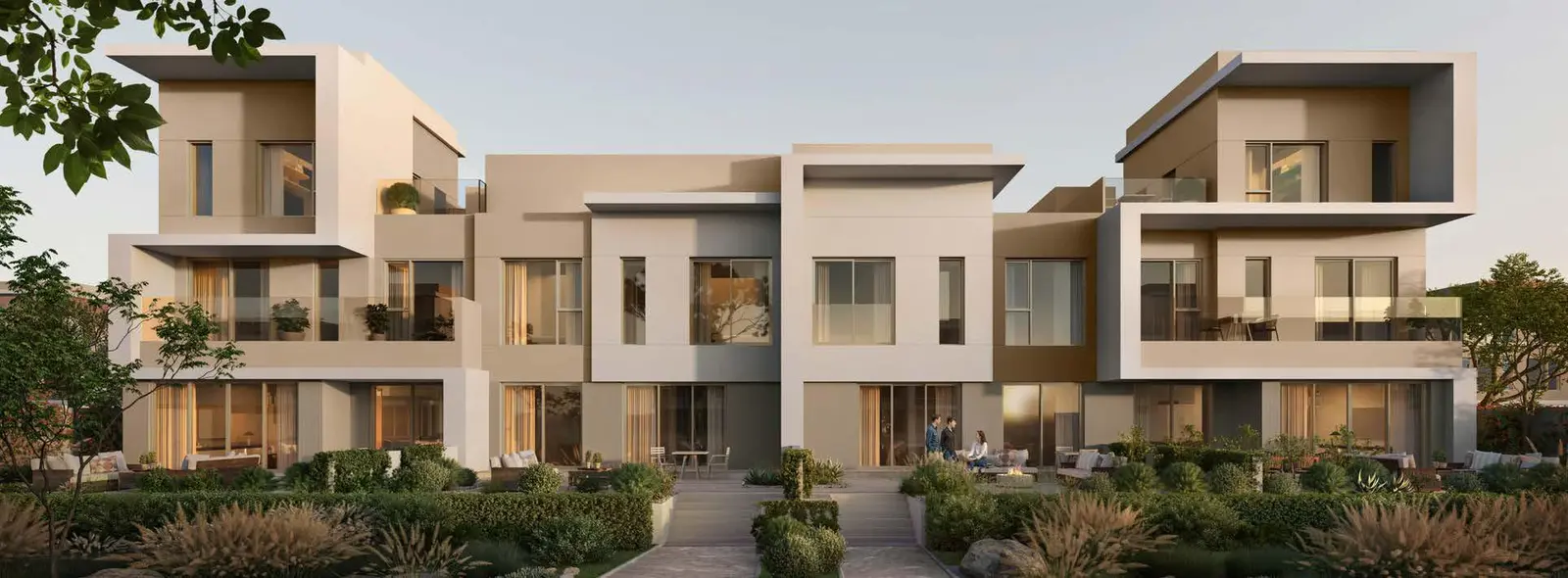ORA Developers Bayn Villas community exterior landscaped paths