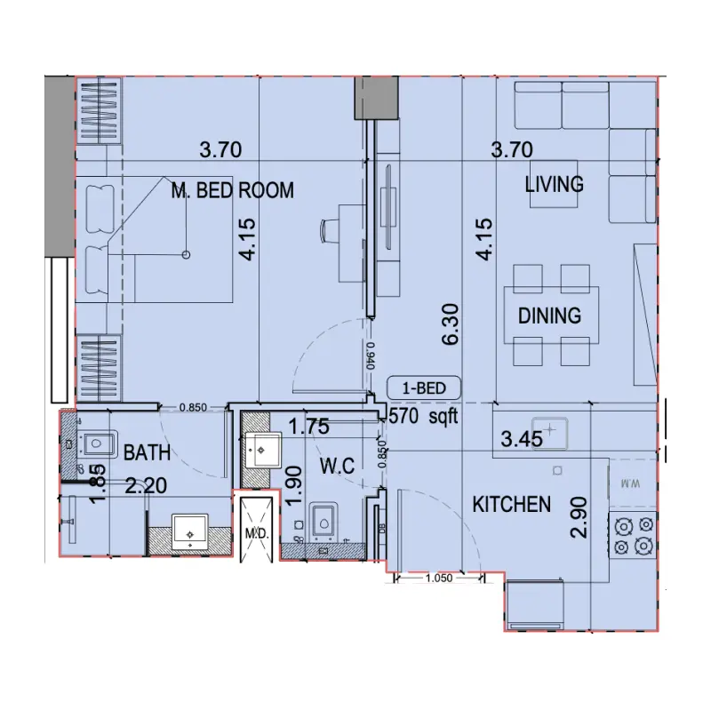 1 bedroom