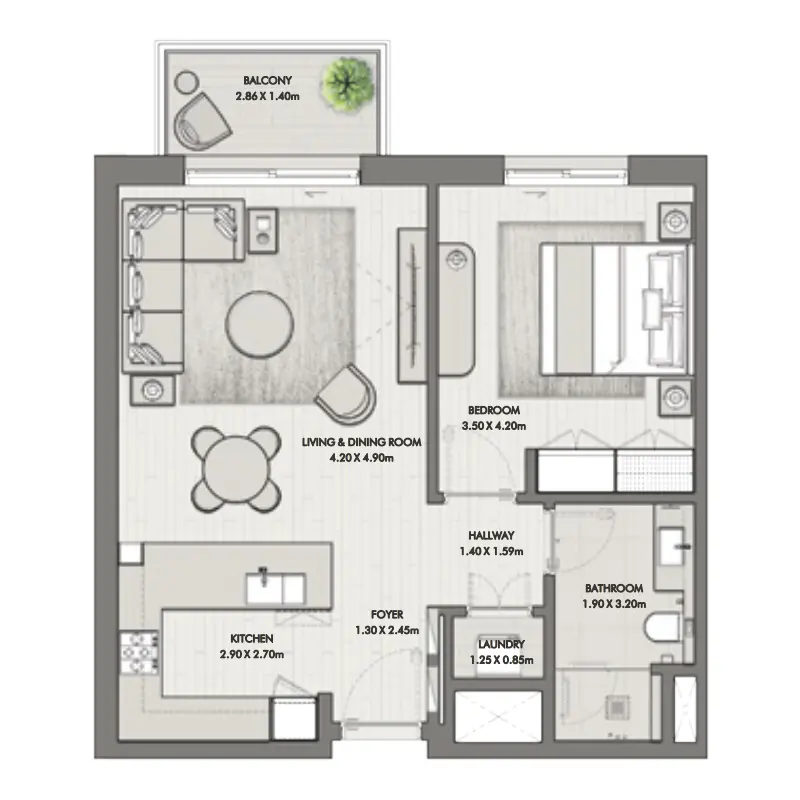 1 bedroom floor plan