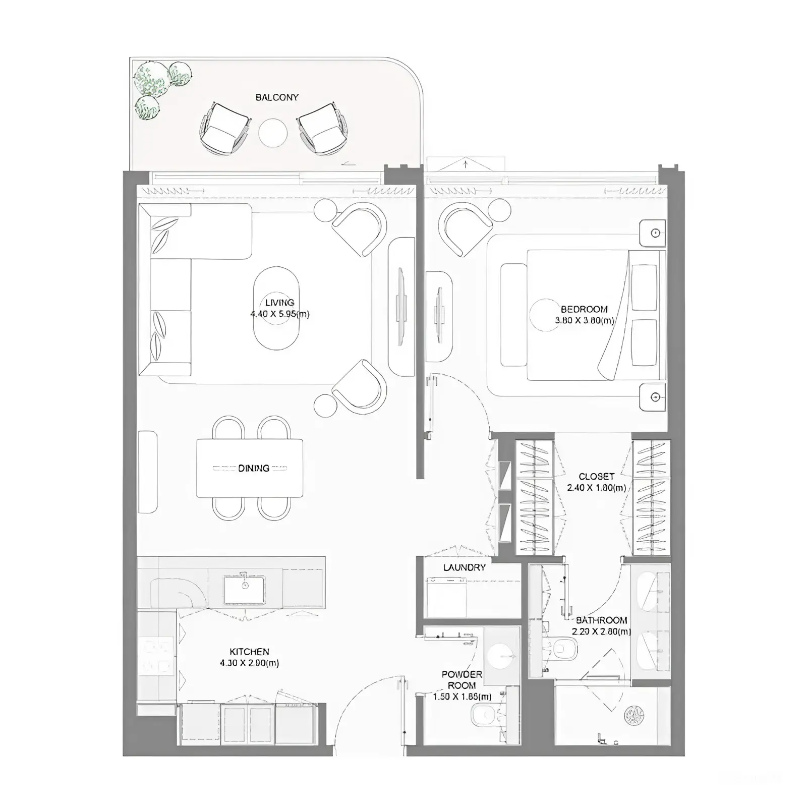 1 bedroom floor plan