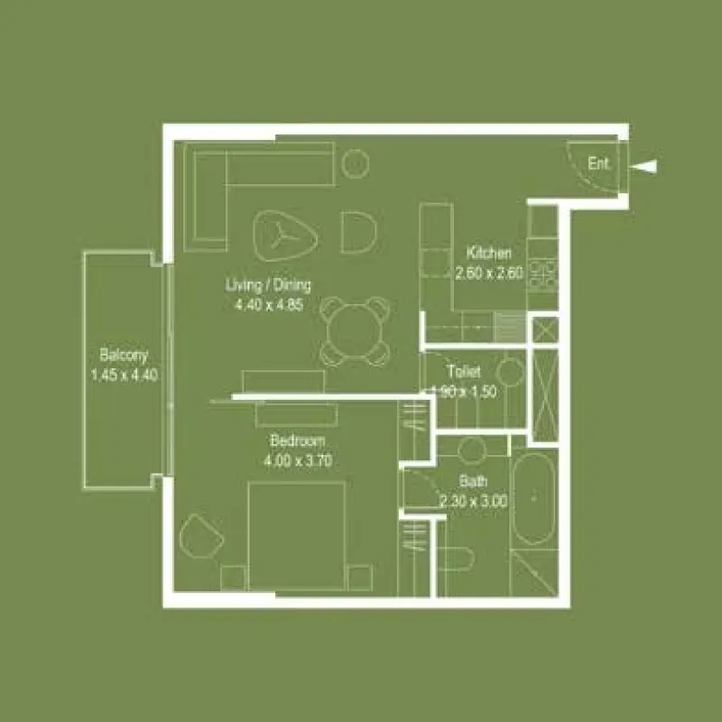 1 bedroom floor plan