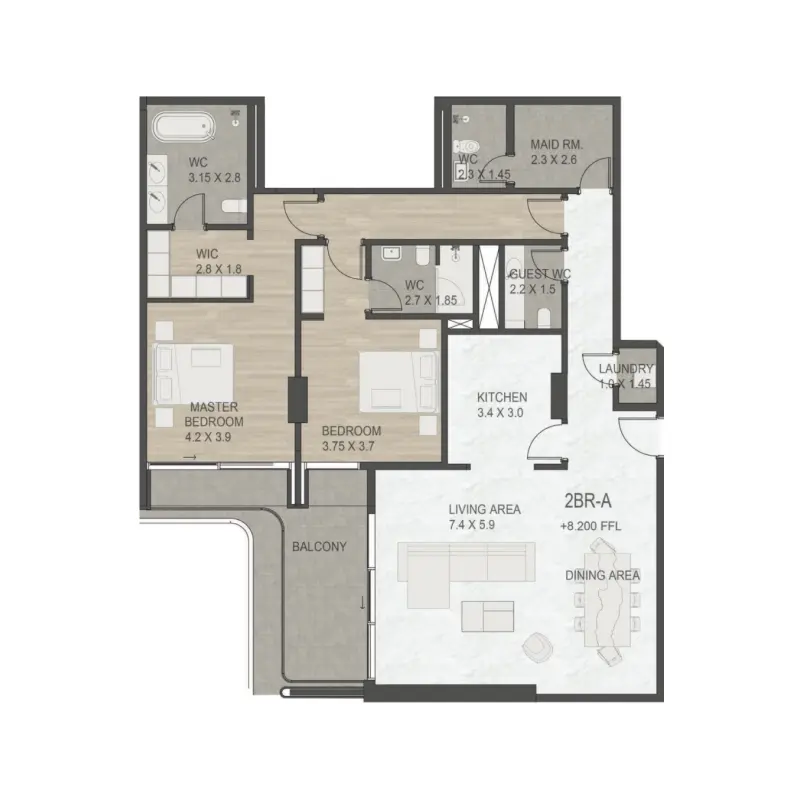 2 bedroom floor plan