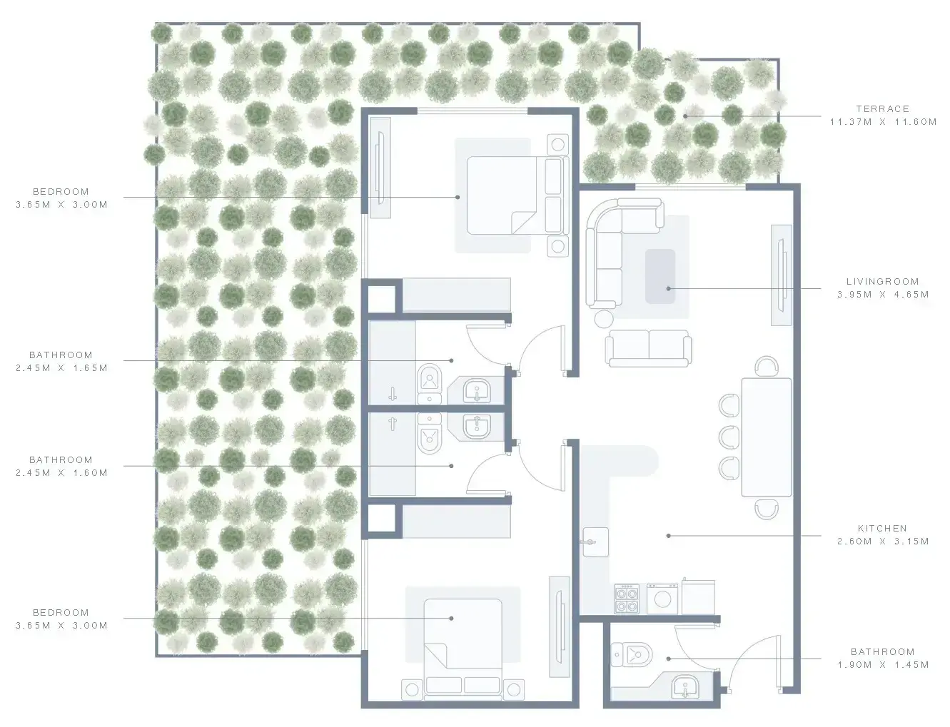 2 Bedrooms apartments - Azizi Plaza