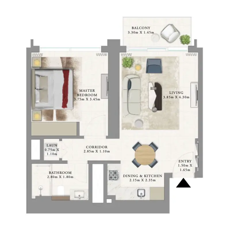 1 bedroom floor plan