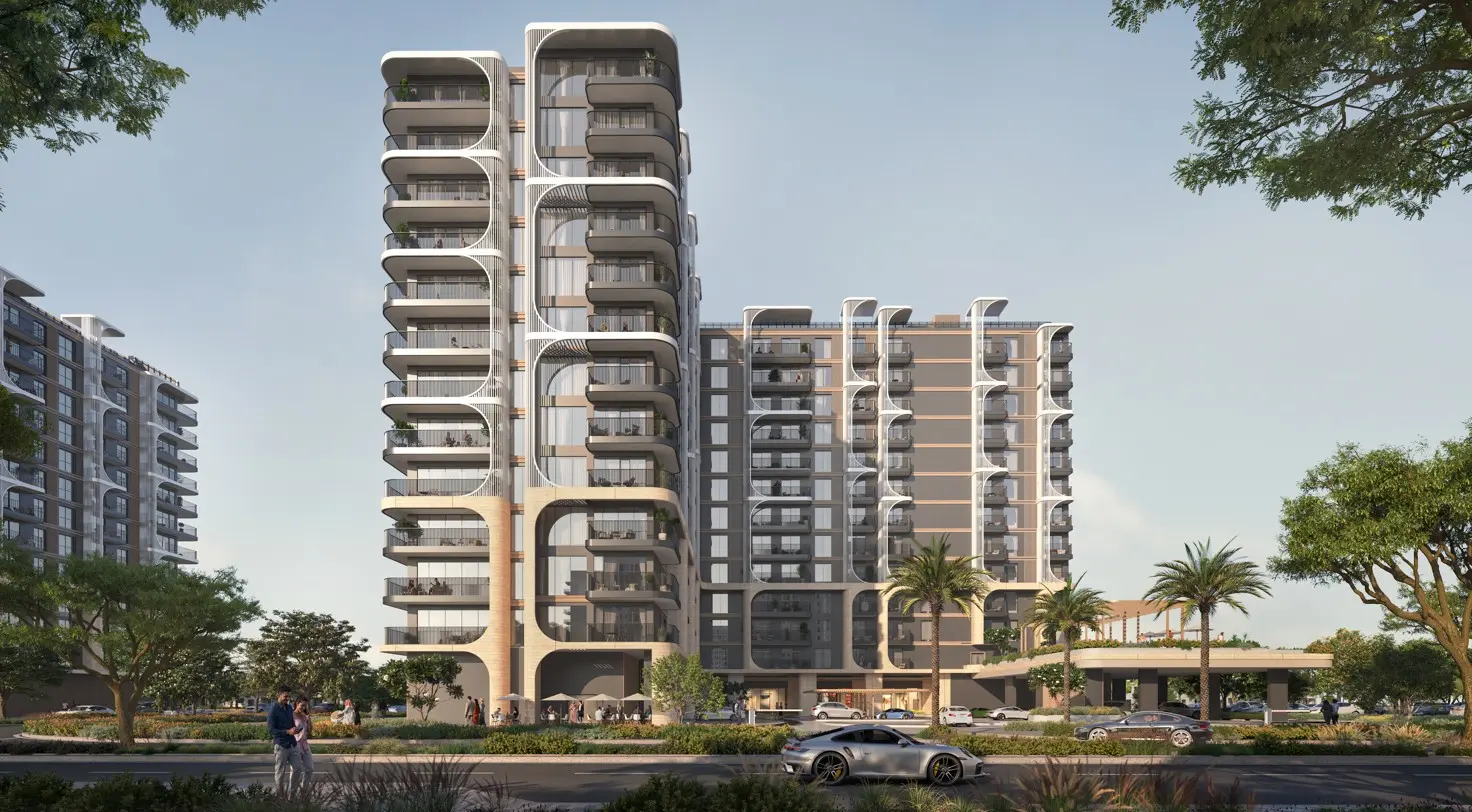 Entrance signage and driveway of Yas Living by Aldar on Yas Island, showing modern branding and the welcoming entry experience for residents.jpg