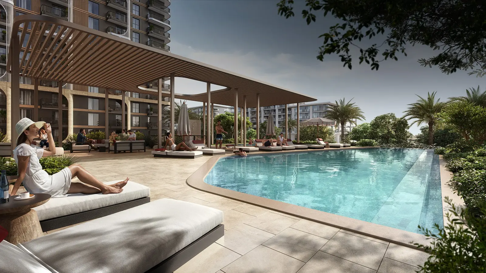 Swimming area  and sitting lounge at ground  at Yas Living, Yas Island..jpg