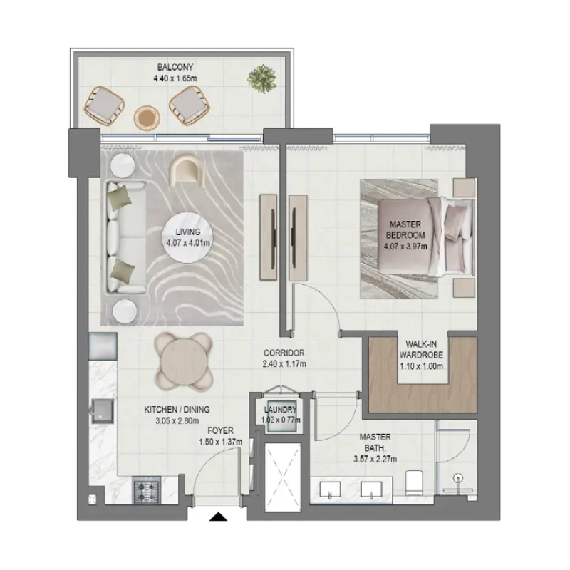 1 bedroom floor plan