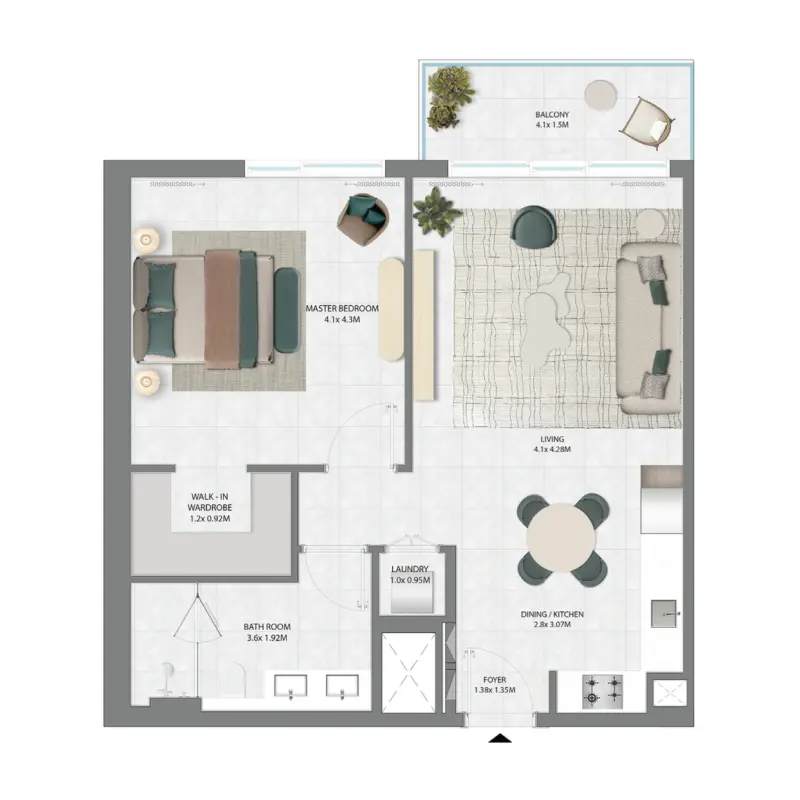 1 bedroom floor plan