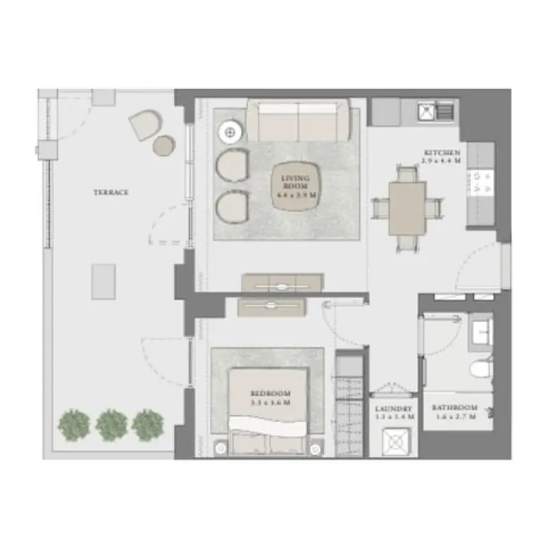 1 bedroom floor plan