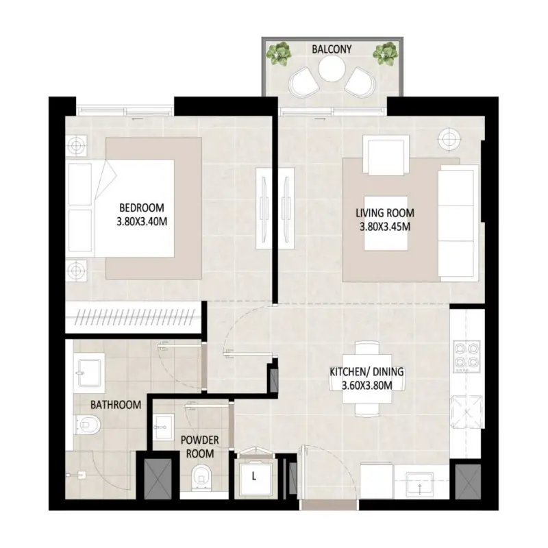 1 bedroom Apartments floor plan