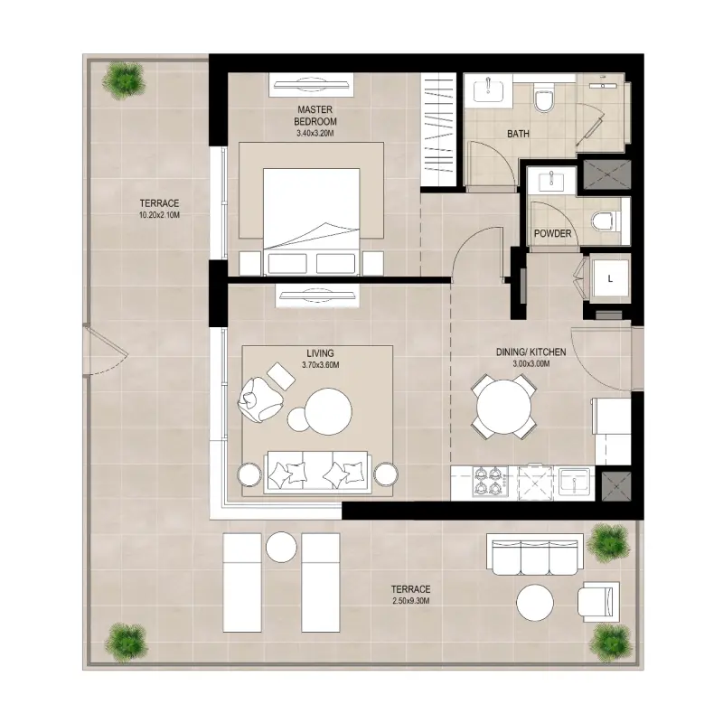 1 bedroom floor plan