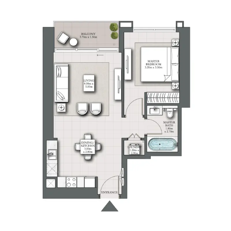 1 bedroom floor plan