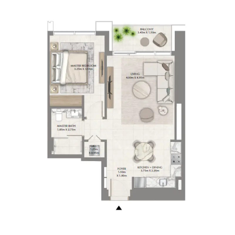 1 bedroom floor plan