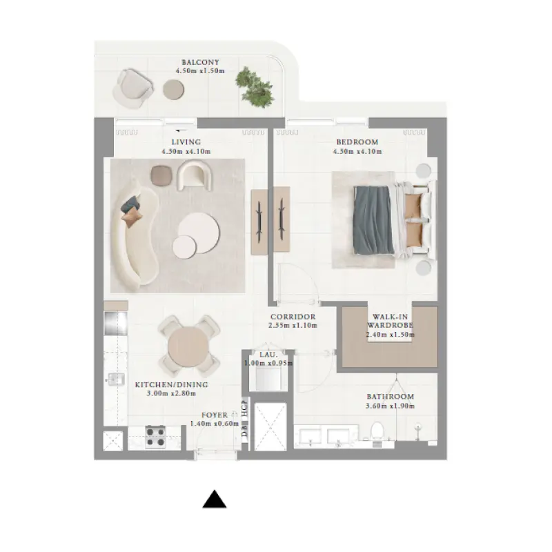1 bedroom floor plan