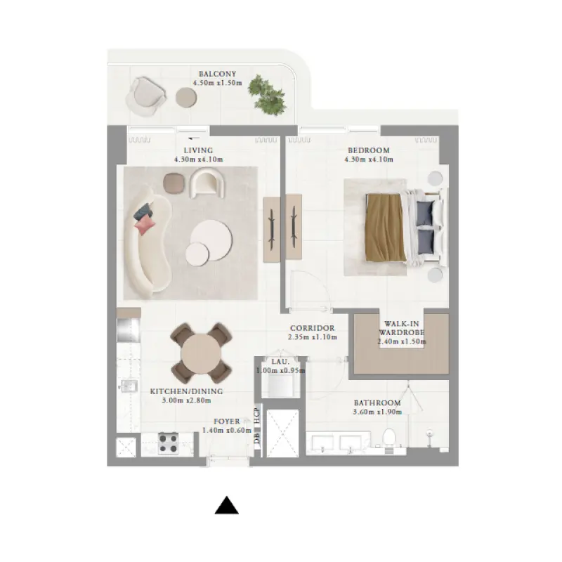 1 bedroom floor plan