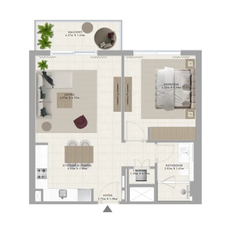 1 bedroom floor plan