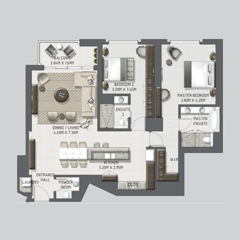 2 bedroom floor plan