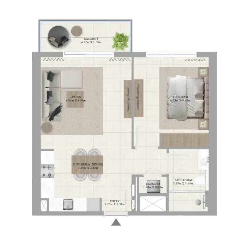 1 bedroom floor plan