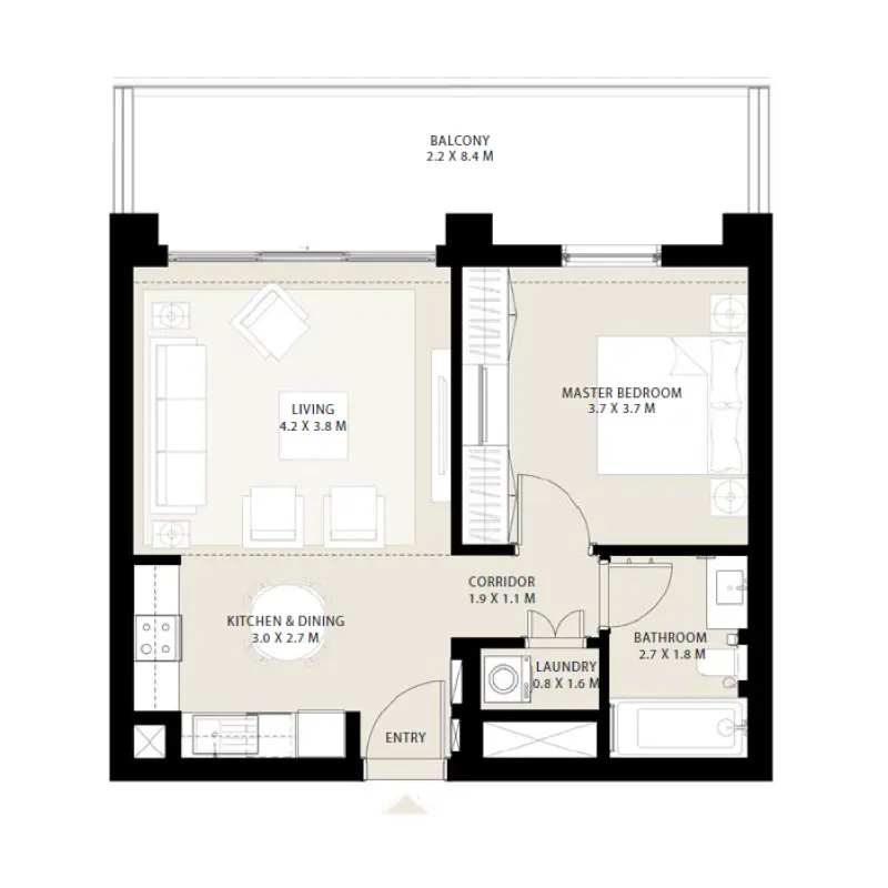 1 bedroom floor plan