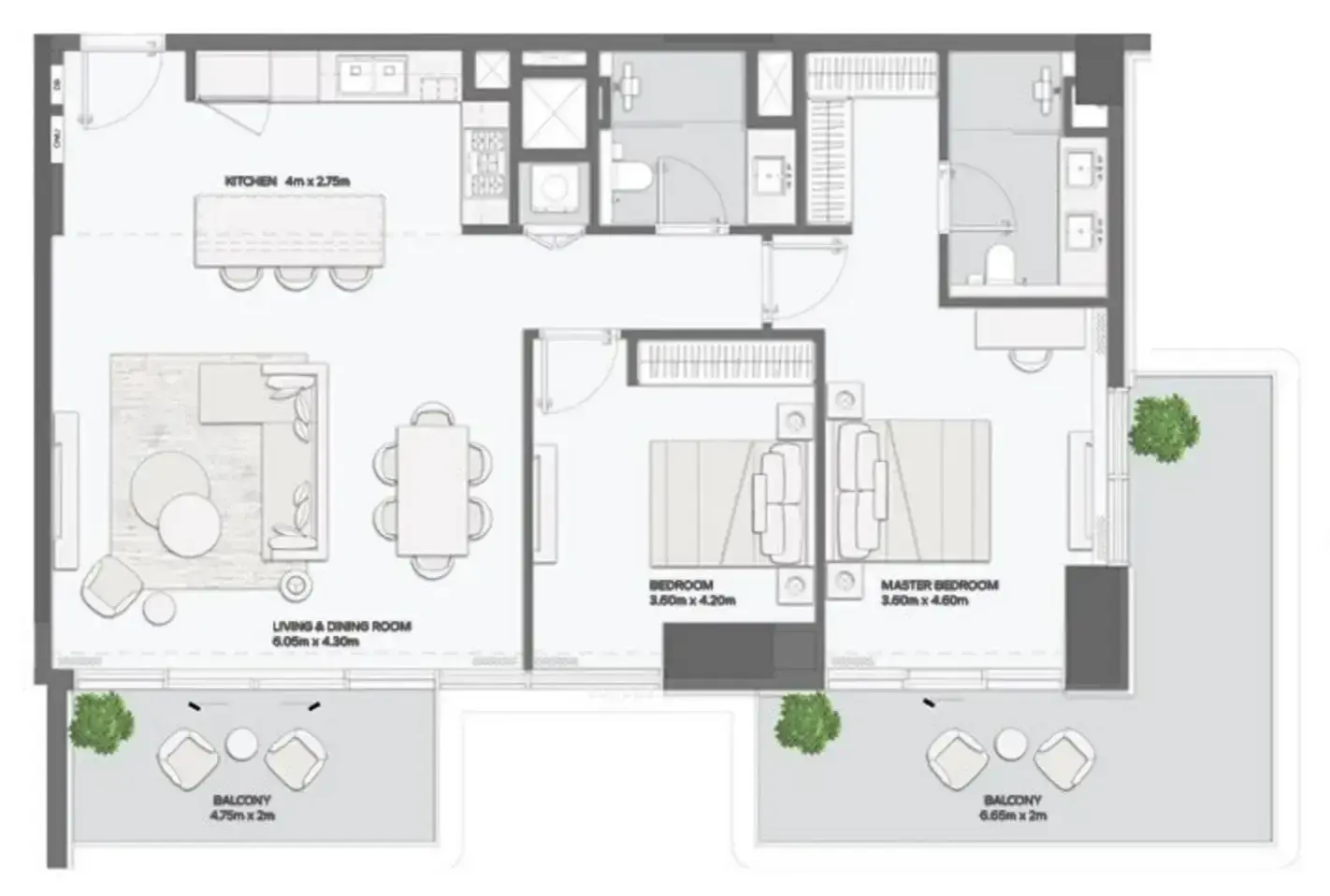 2 Bedrooms apartments - Mansory Residences by Amaal