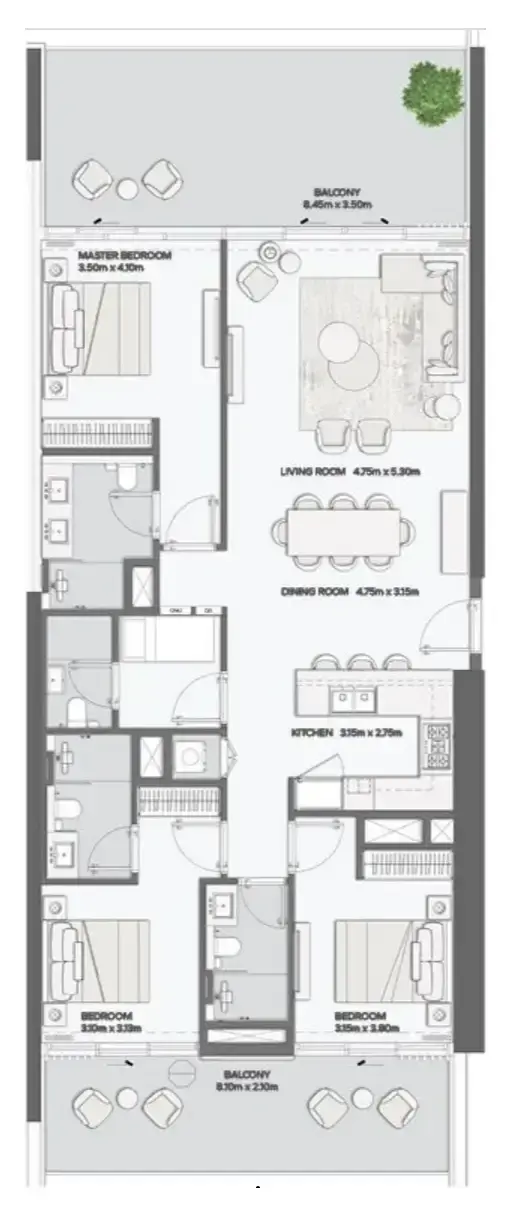 3 Bedrooms apartments - Mansory Residences by Amaal