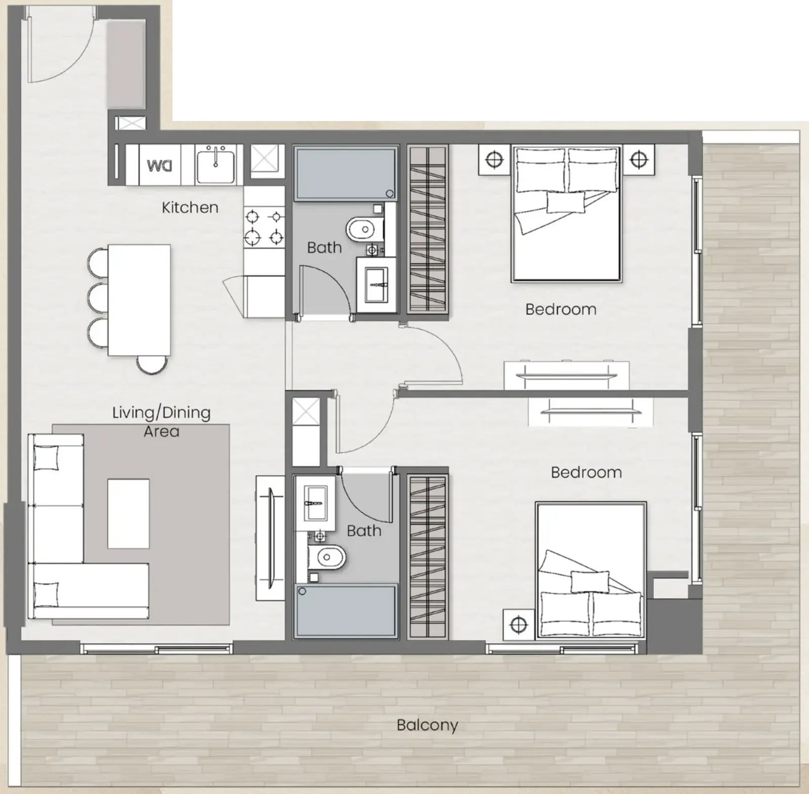 2 Bedrooms apartments - Beverly Park