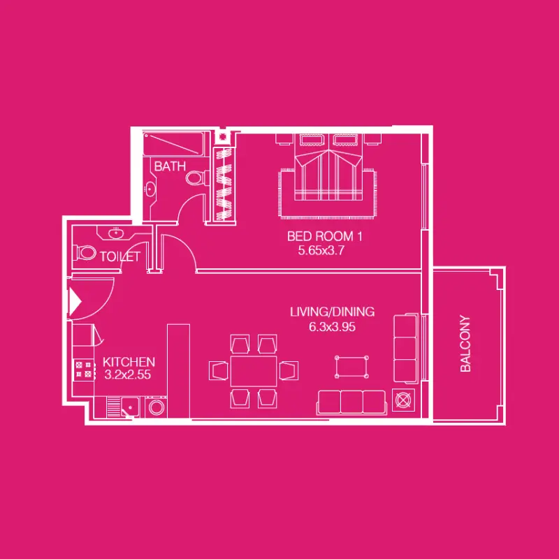 1 bedroom floor plan