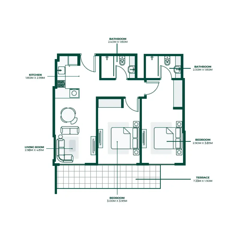2 bedroom